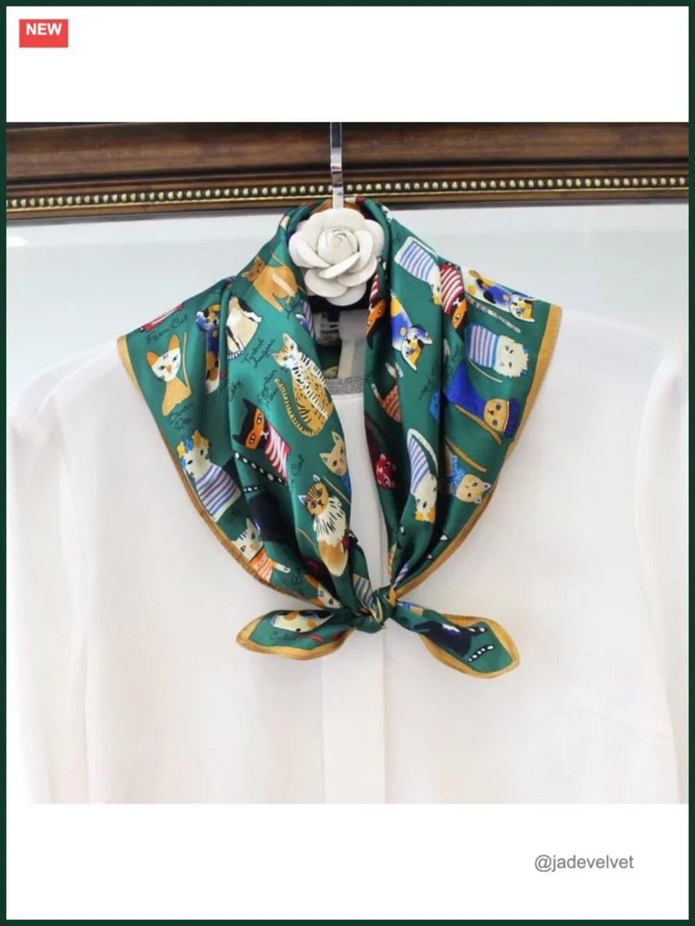 100% Pure Mulberry Silk Small Square Scarf 21x21 Digital Printed Neckerchief